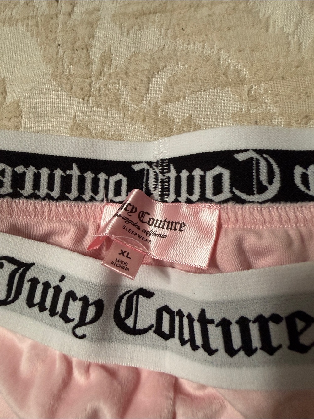 Juicy Couture Girls Pink Velour Pajama Bottoms with Rhinestone Logo - Picture 2 of 3
